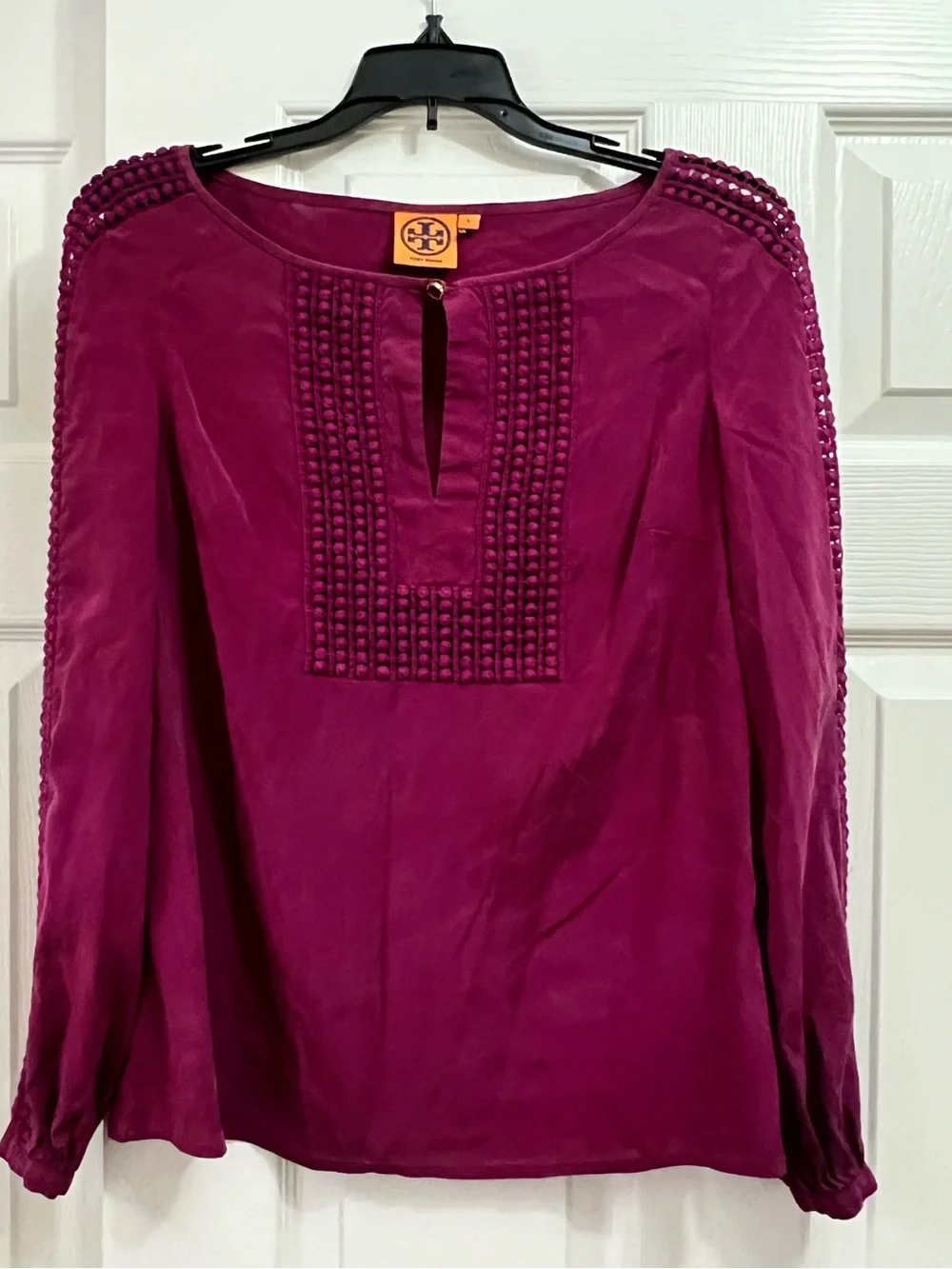Tory Burch Lillian Long-Sleeve Silk Blend Blouse